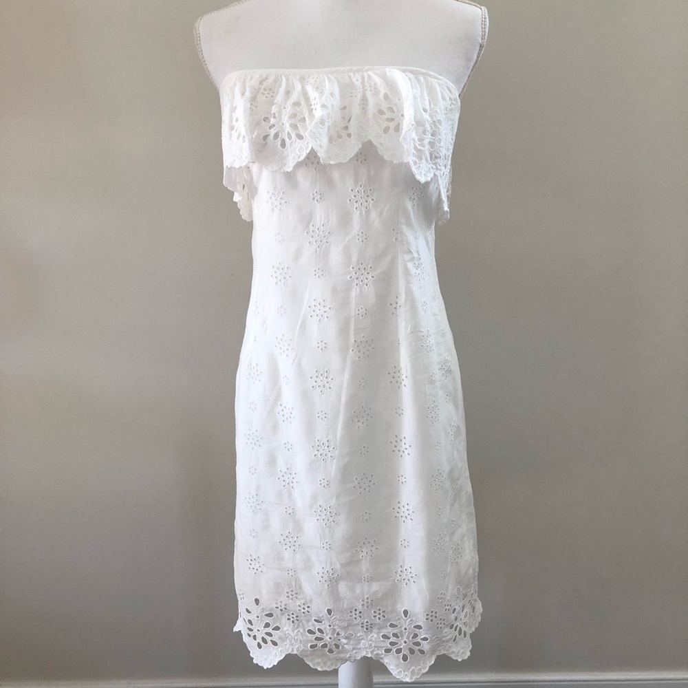 Milly White Eyelet Strapless Dress